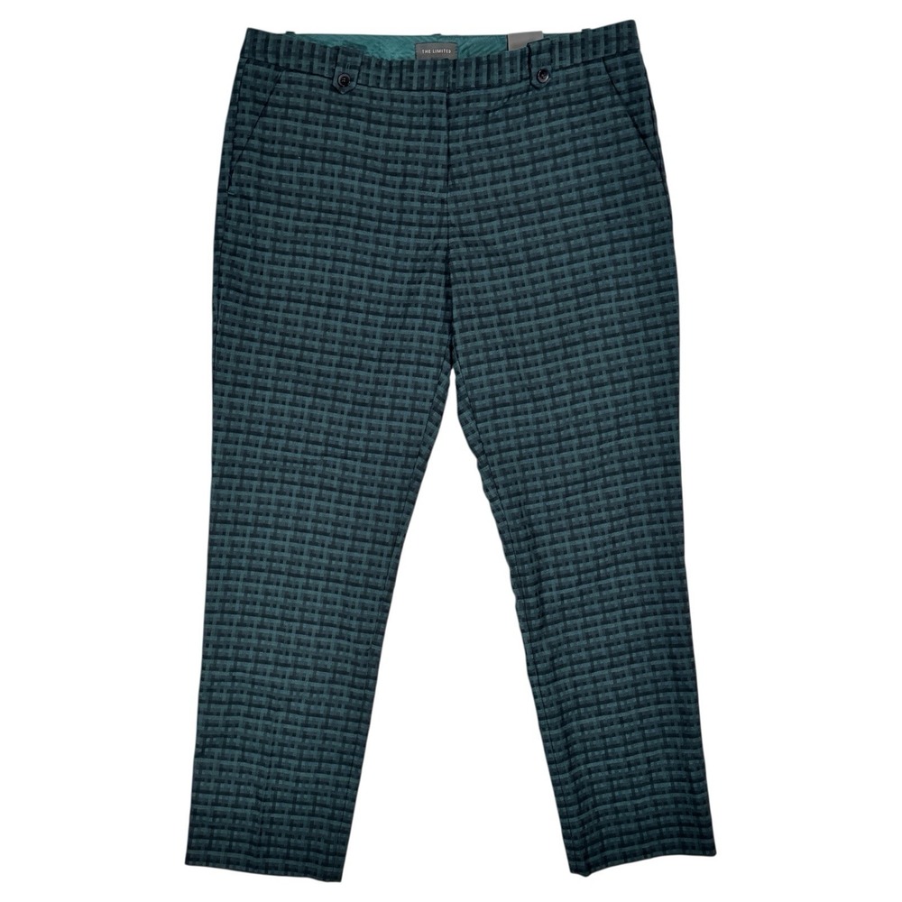 NWT The Limited Ankle Pencil‎ Pants Size 10 Low Waist Straight Green Plaid Retro